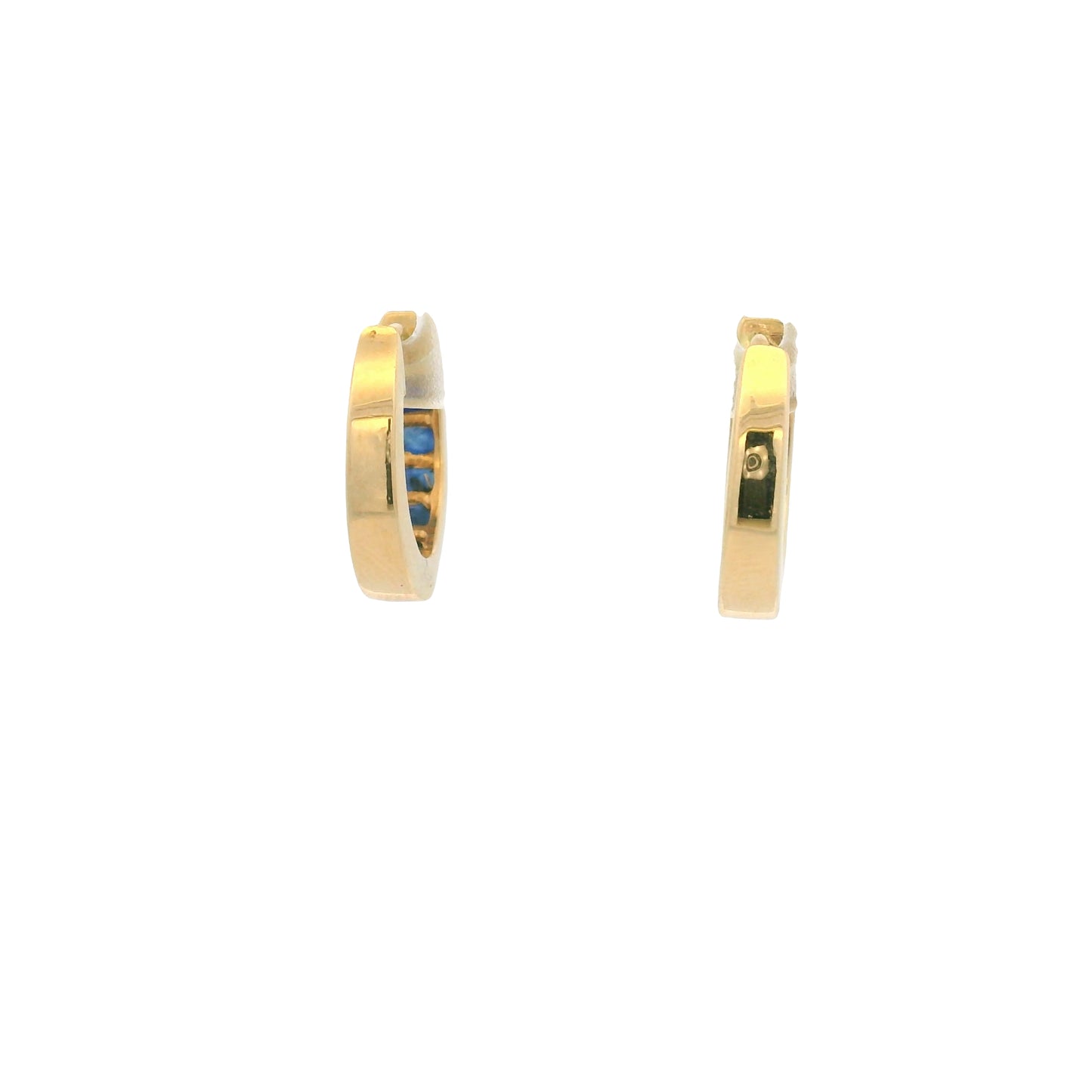 14K Yellow Gold Natural Square Cut Sapphire Huggie Earrings