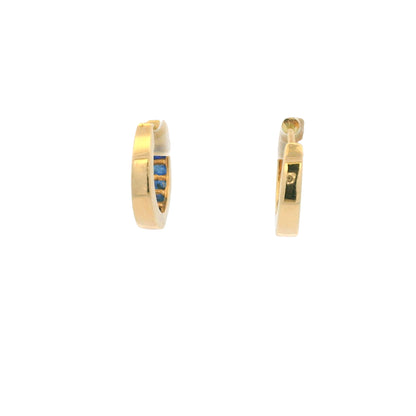 14K Yellow Gold Natural Square Cut Sapphire Huggie Earrings