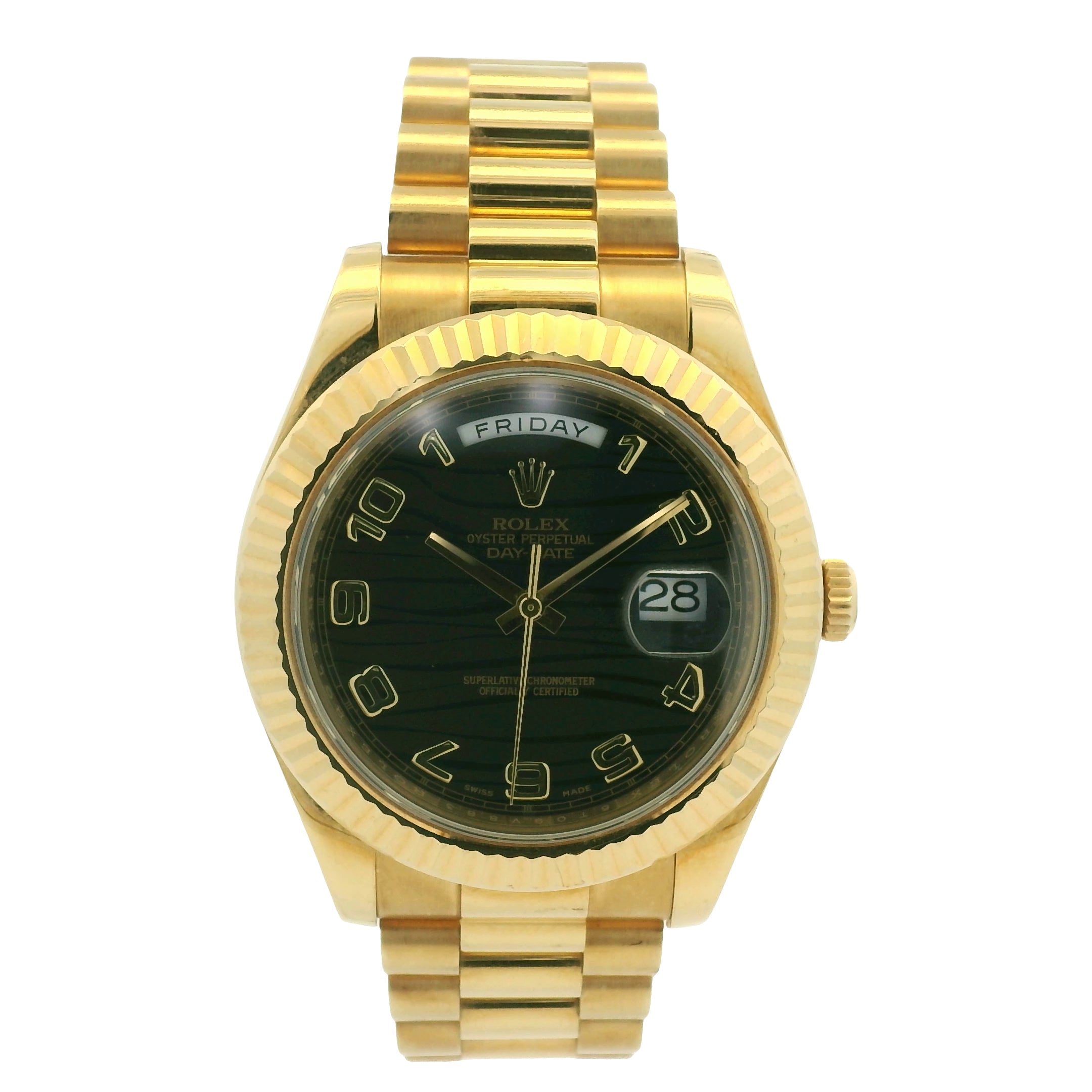 Rolex 218238 Day-Date 18k Yellow Gold Presidential Wave Dial 41mm Watch