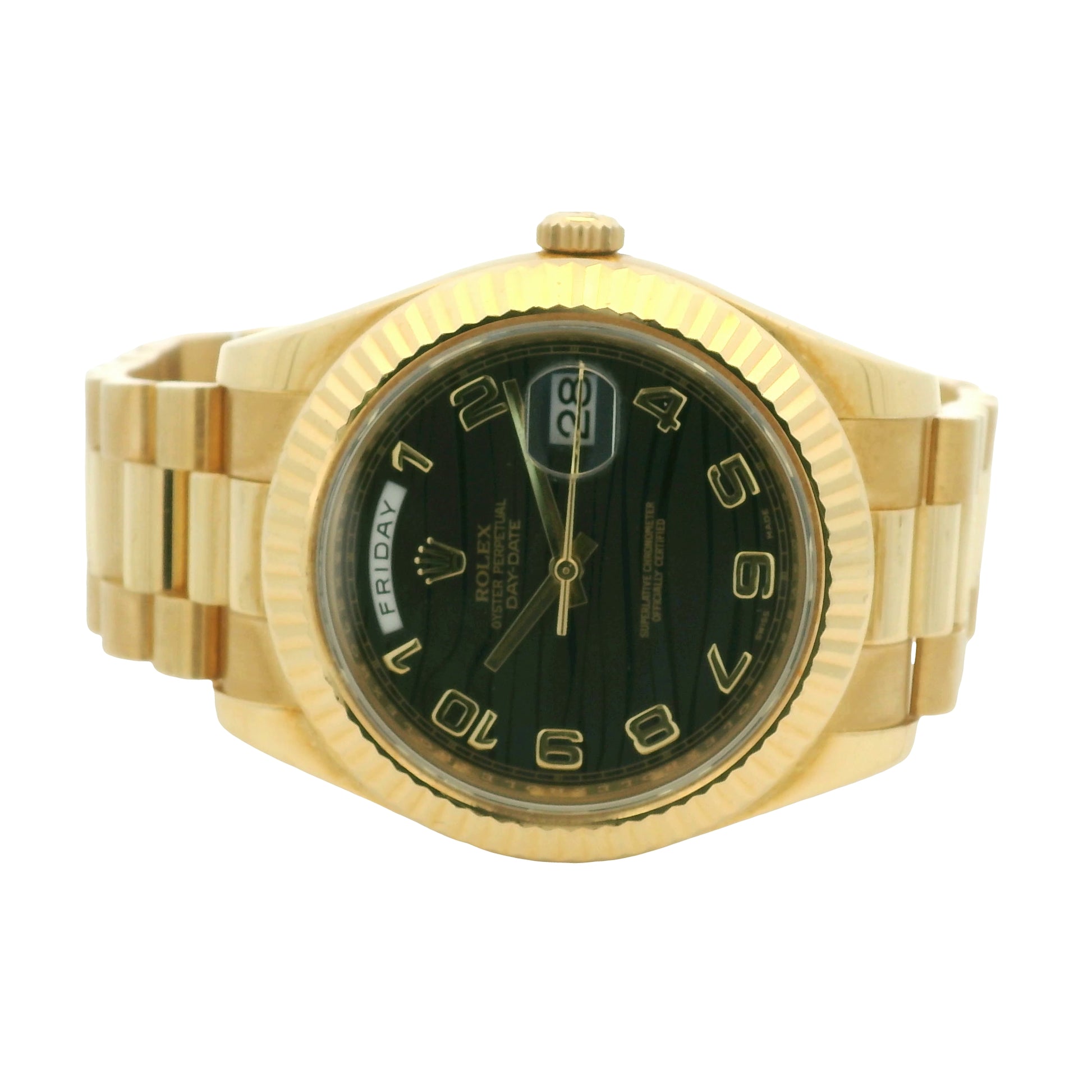 Rolex 218238 Day-Date 18k Yellow Gold Presidential Wave Dial 41mm Watch