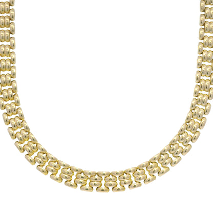 14k Yellow Gold Panther-Style Multi-Row Link Necklace