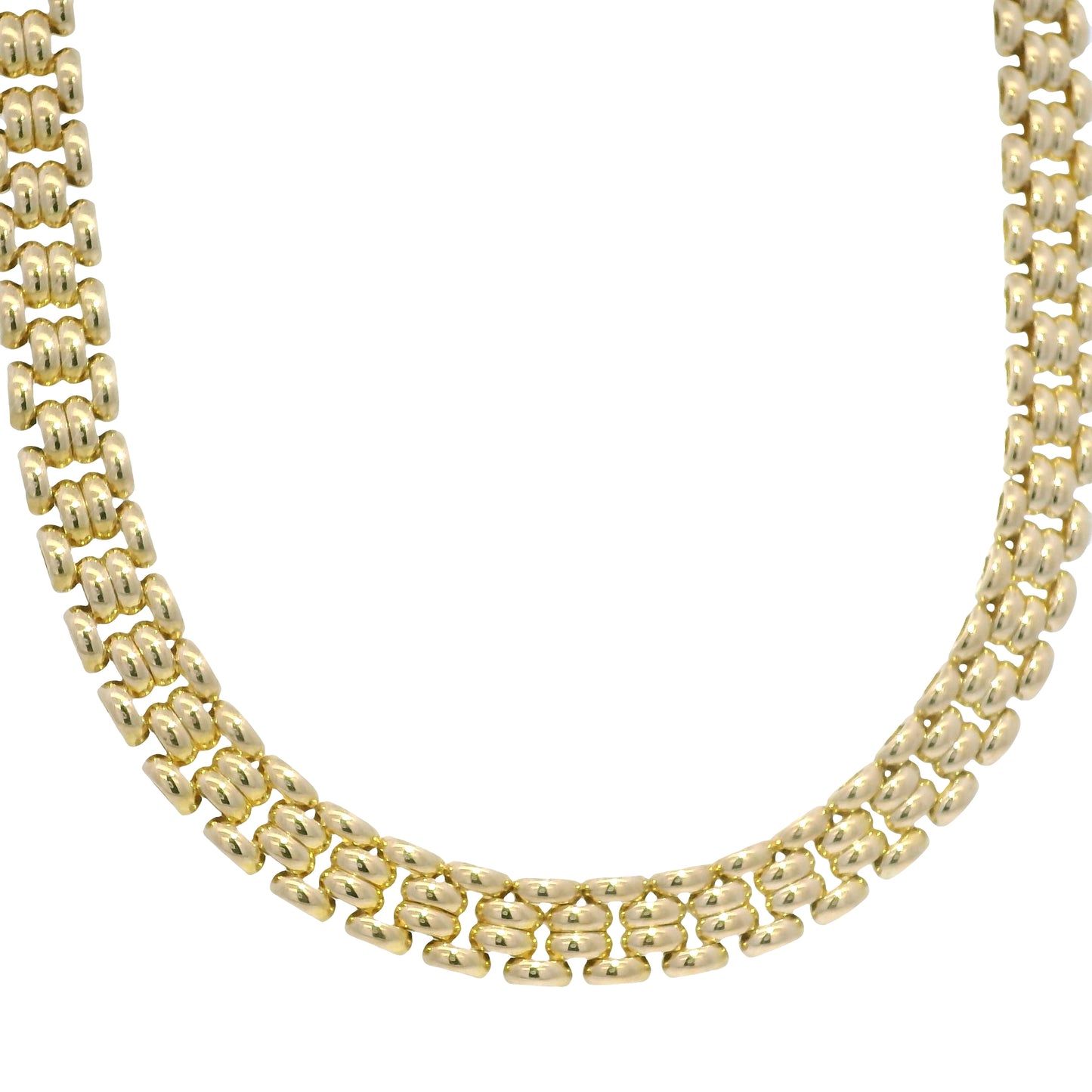 14k Yellow Gold Panther-Style Multi-Row Link Necklace