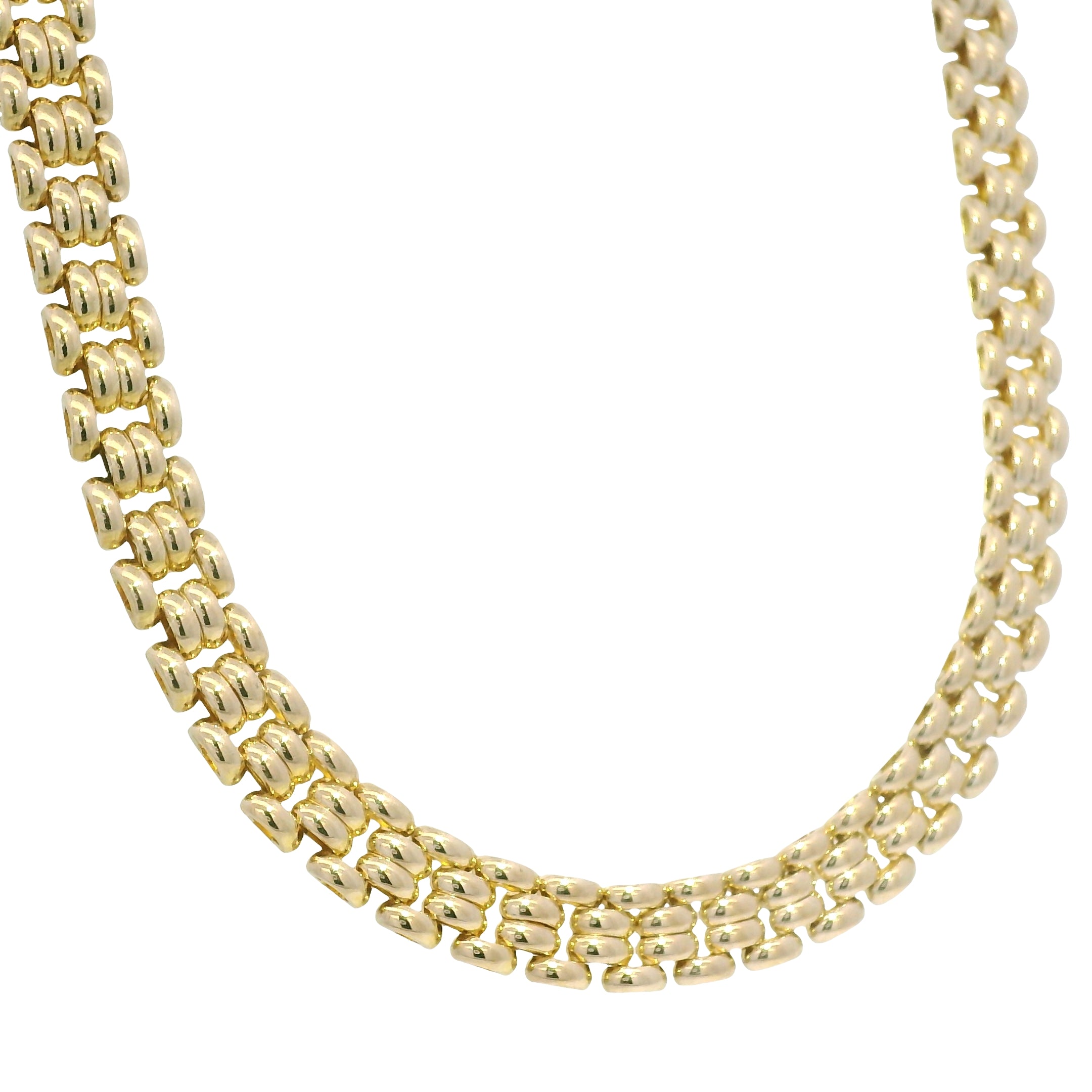 14k Yellow Gold Panther-Style Multi-Row Link Necklace