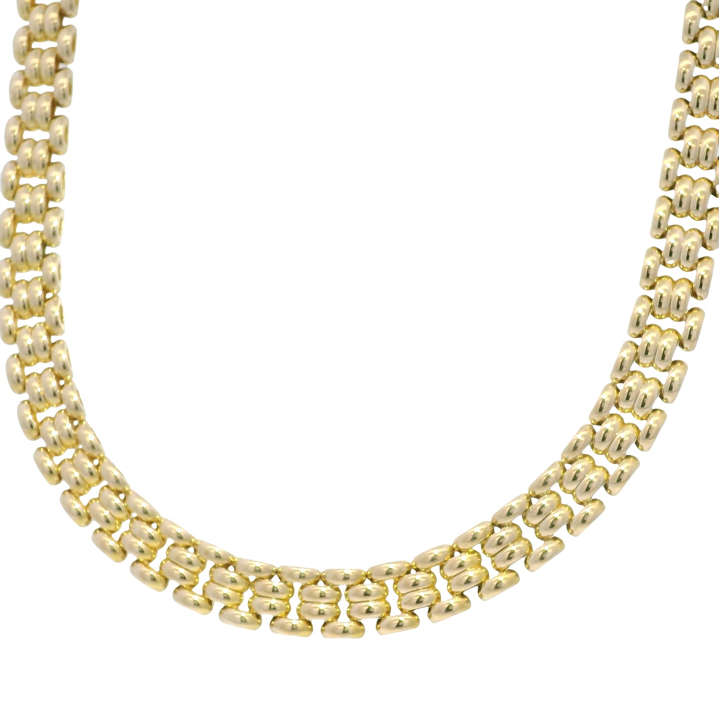 14k Yellow Gold Panther-Style Multi-Row Link Necklace