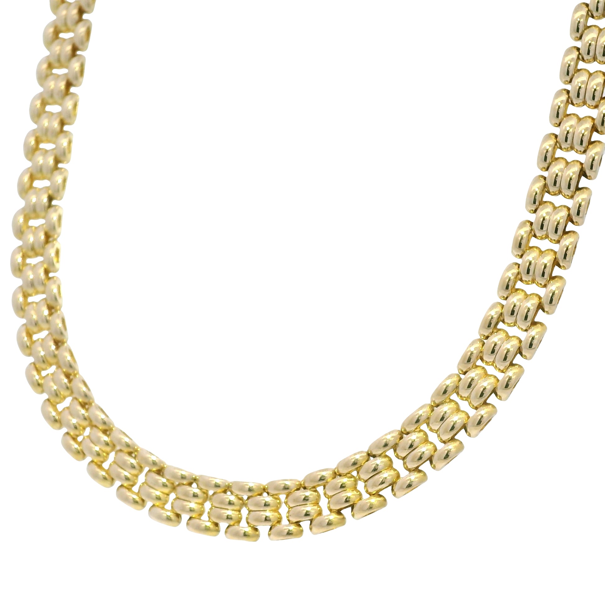 14k Yellow Gold Panther-Style Multi-Row Link Necklace