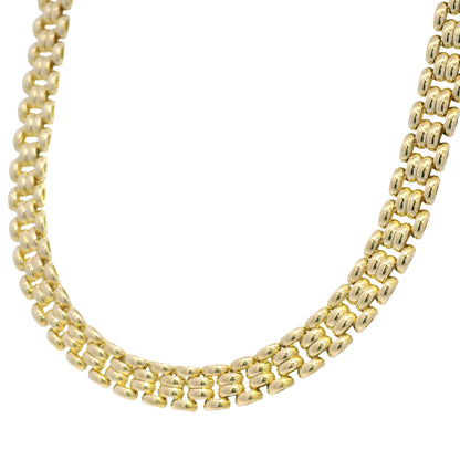 14k Yellow Gold Panther-Style Multi-Row Link Necklace