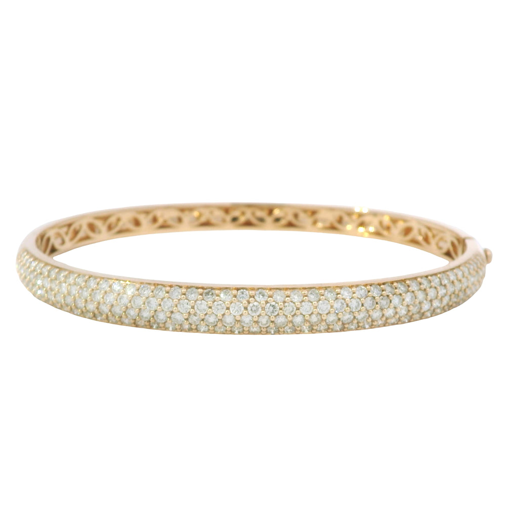 18K Rose Gold Natural 2.6 Carat Round Diamond Pave Bangle Bracelet — product photo 1