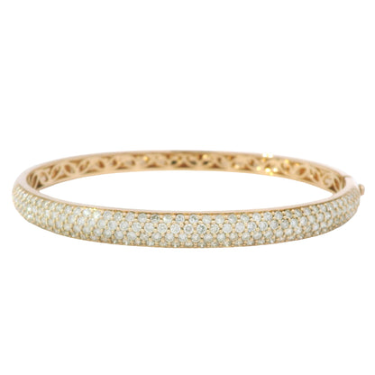 18K Rose Gold Natural 2.6 Carat Round Diamond Pave Bangle Bracelet
