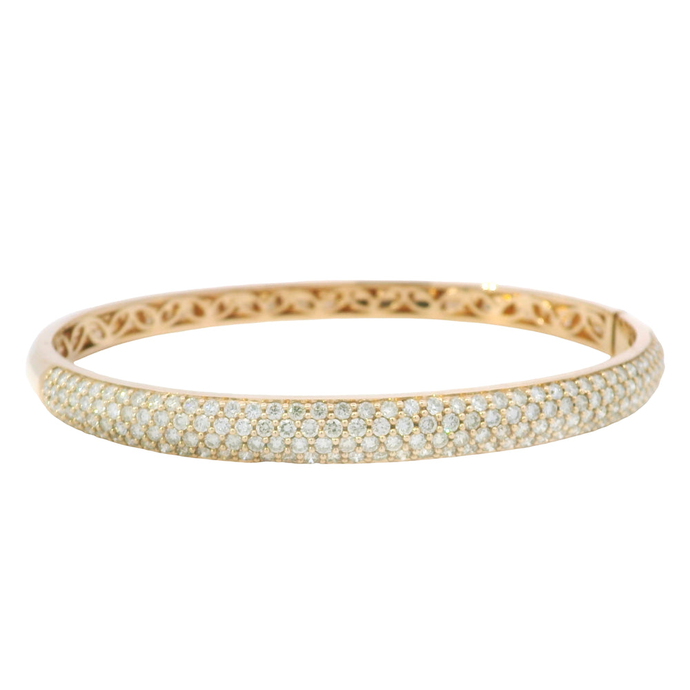 18K Rose Gold Natural 2.6 Carat Round Diamond Pave Bangle Bracelet — product photo 2