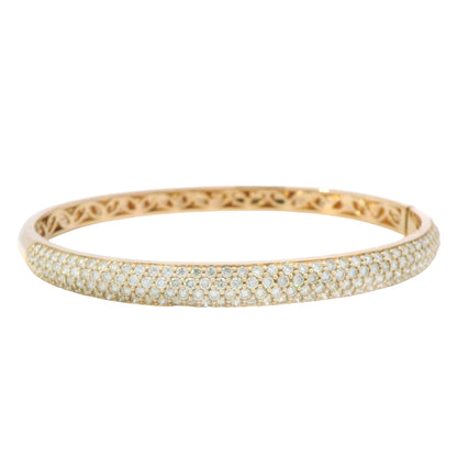 18K Rose Gold Natural 2.6 Carat Round Diamond Pave Bangle Bracelet