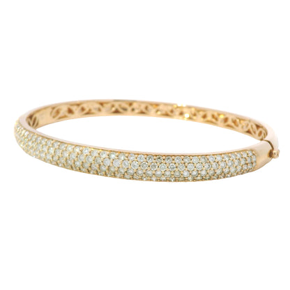 18K Rose Gold Natural 2.6 Carat Round Diamond Pave Bangle Bracelet