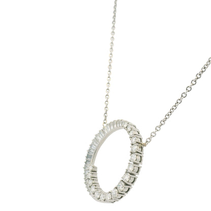 14K White Gold Link Chain & Natural Diamond Swirl Pendant Necklace