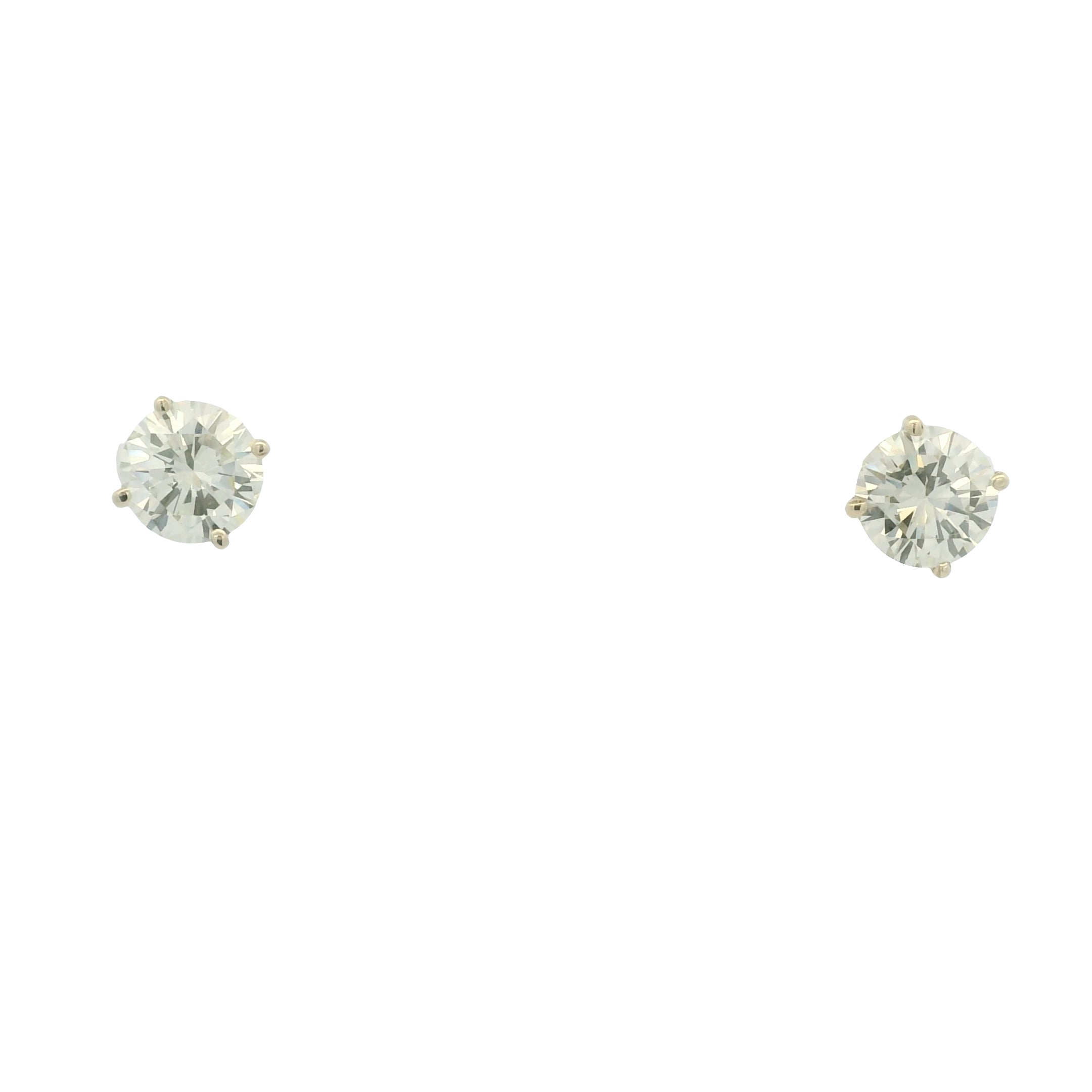 14K Yellow Gold Natural Round Brilliant Cut Diamond Stud Earrings