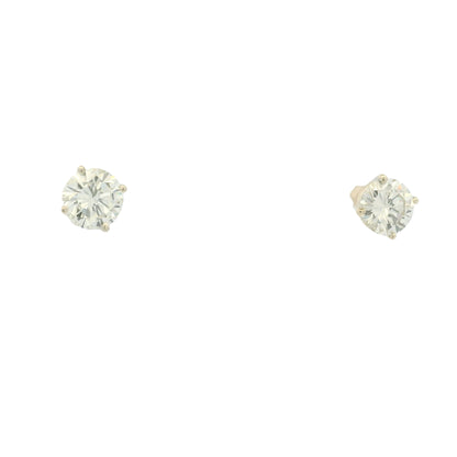 14K Yellow Gold Natural Round Brilliant Cut Diamond Stud Earrings