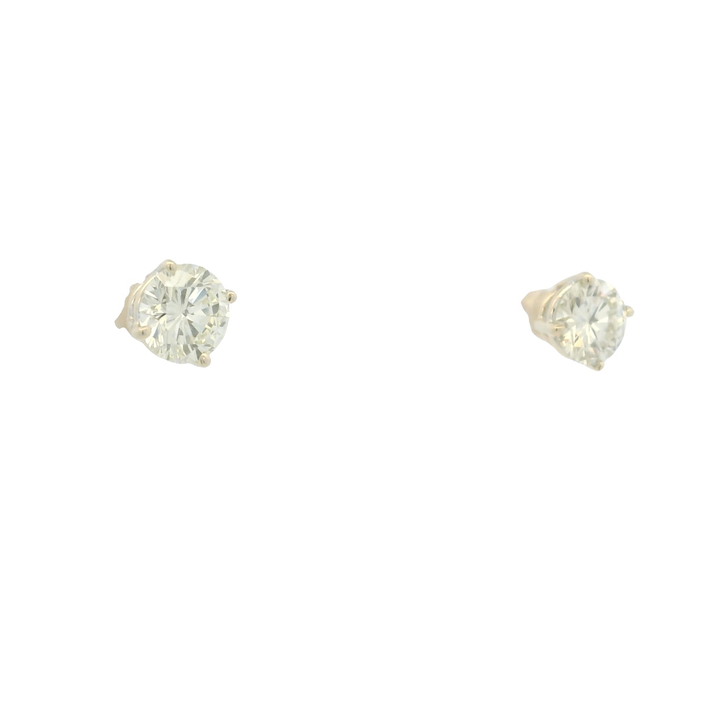 14K Yellow Gold Natural Round Brilliant Cut Diamond Stud Earrings