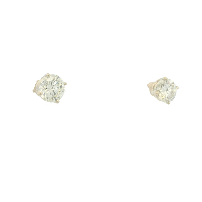 14K Yellow Gold Natural Round Brilliant Cut Diamond Stud Earrings