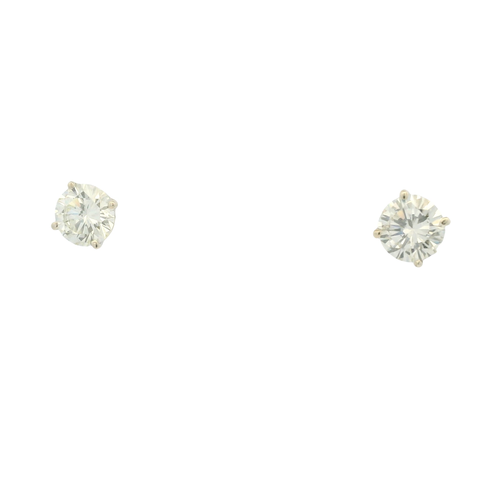 14K Yellow Gold Natural Round Brilliant Cut Diamond Stud Earrings