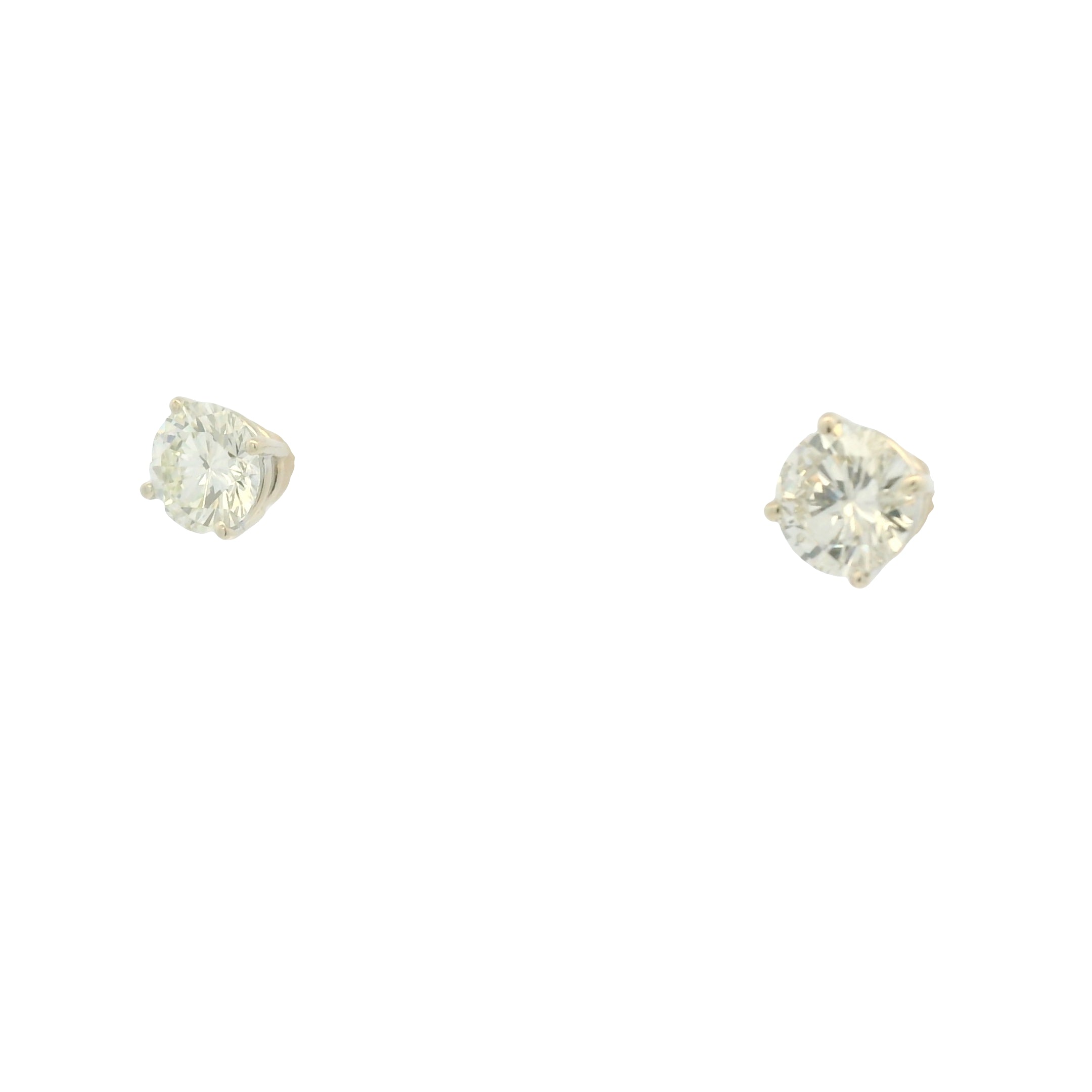 14K Yellow Gold Natural Round Brilliant Cut Diamond Stud Earrings