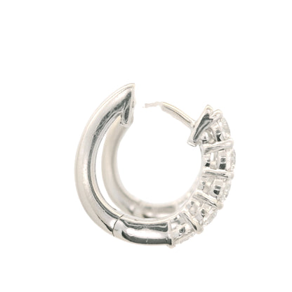 14K White Gold Natural Round Brilliant Cut Diamond 5-Prong Huggie Earrings