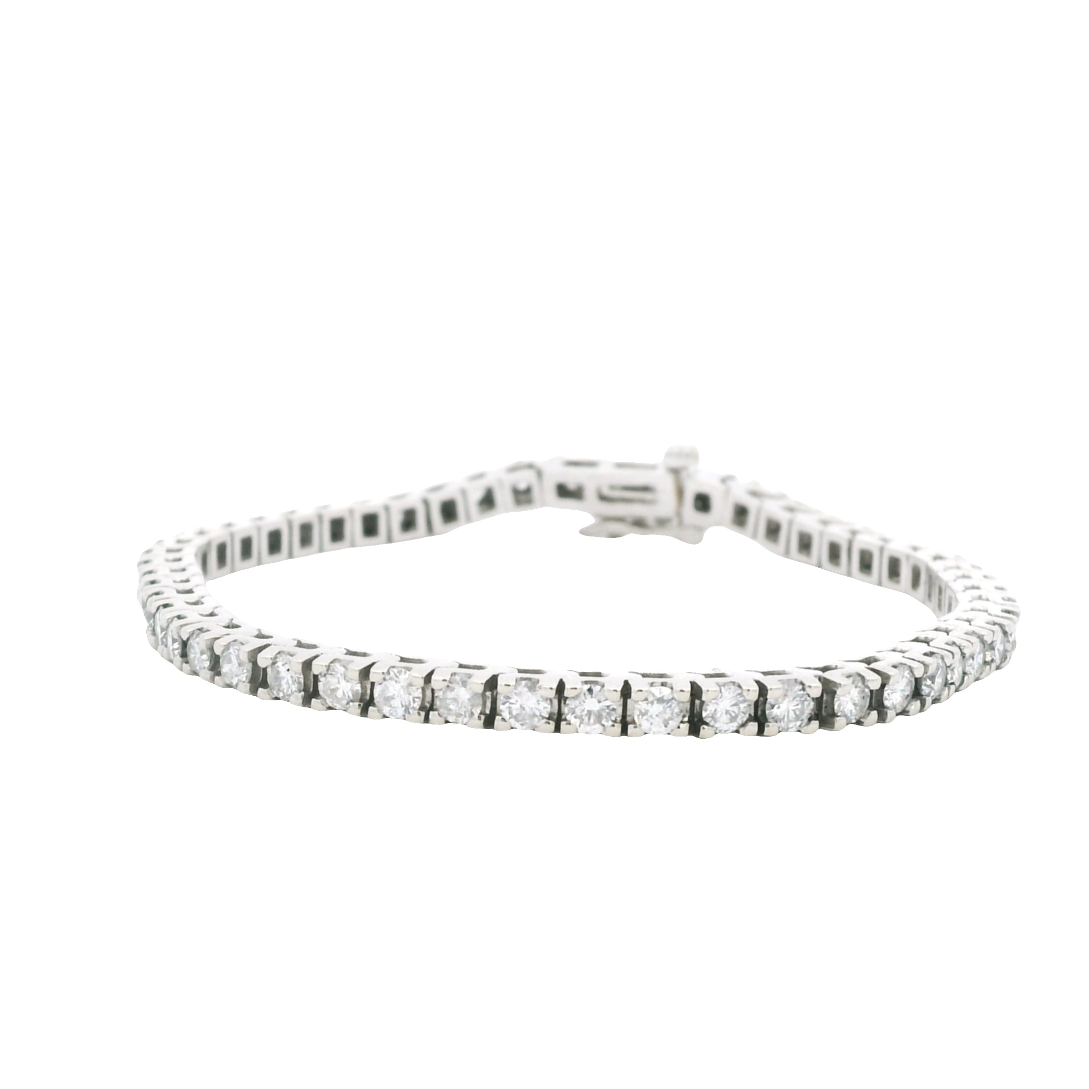 14K White Gold Natural Round Brilliant Cut Diamond Tennis Bracelet