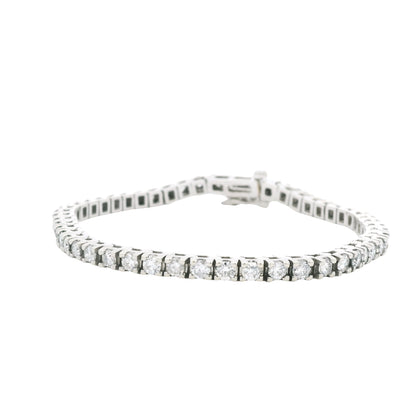 14K White Gold Natural Round Brilliant Cut Diamond Tennis Bracelet