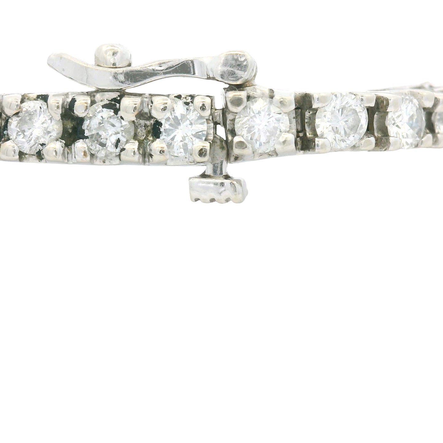 14K White Gold Natural Round Brilliant Cut Diamond Tennis Bracelet