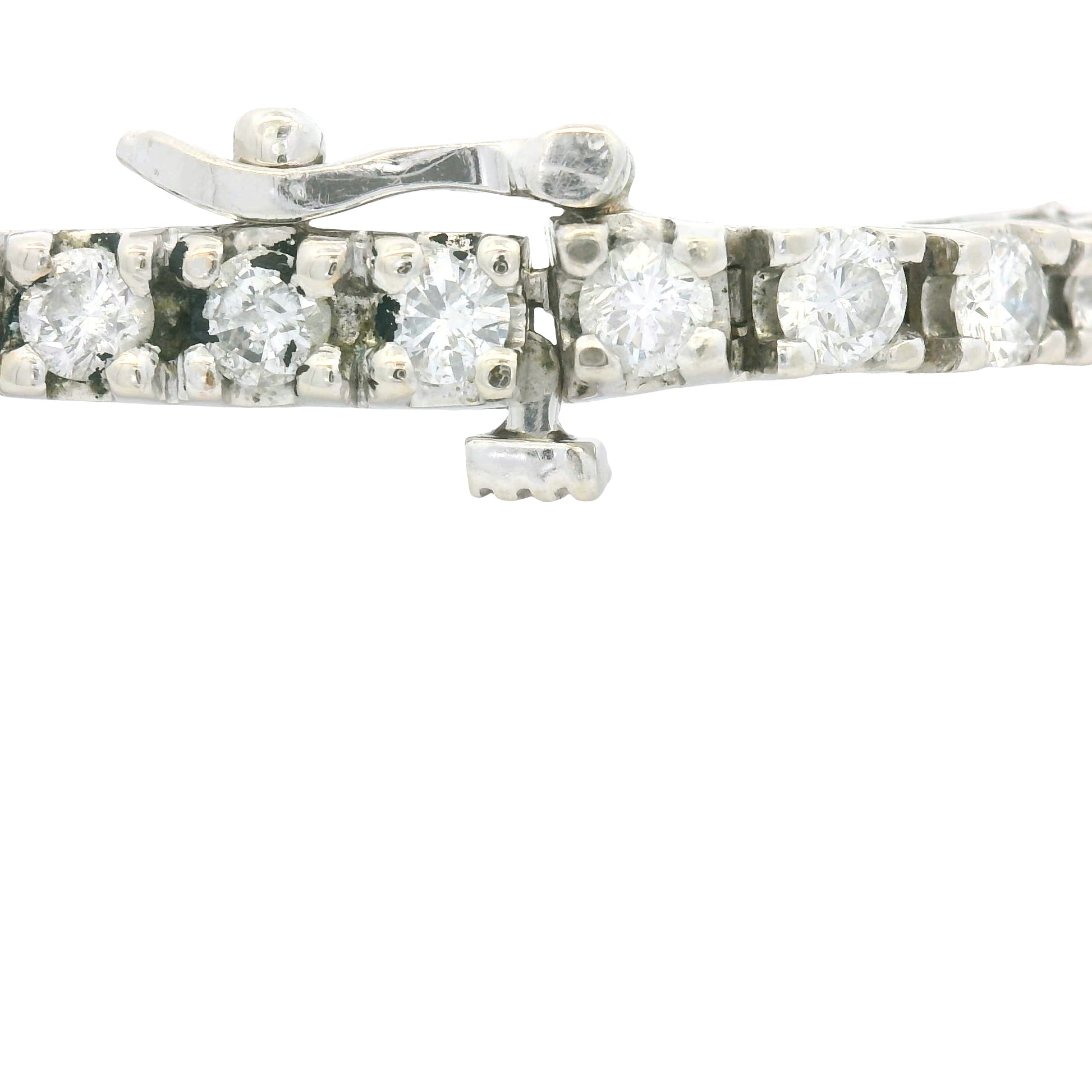 14K White Gold Natural Round Brilliant Cut Diamond Tennis Bracelet