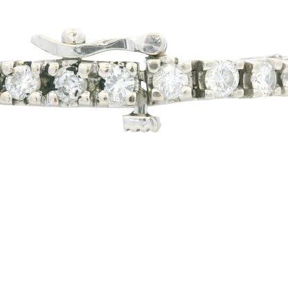 14K White Gold Natural Round Brilliant Cut Diamond Tennis Bracelet