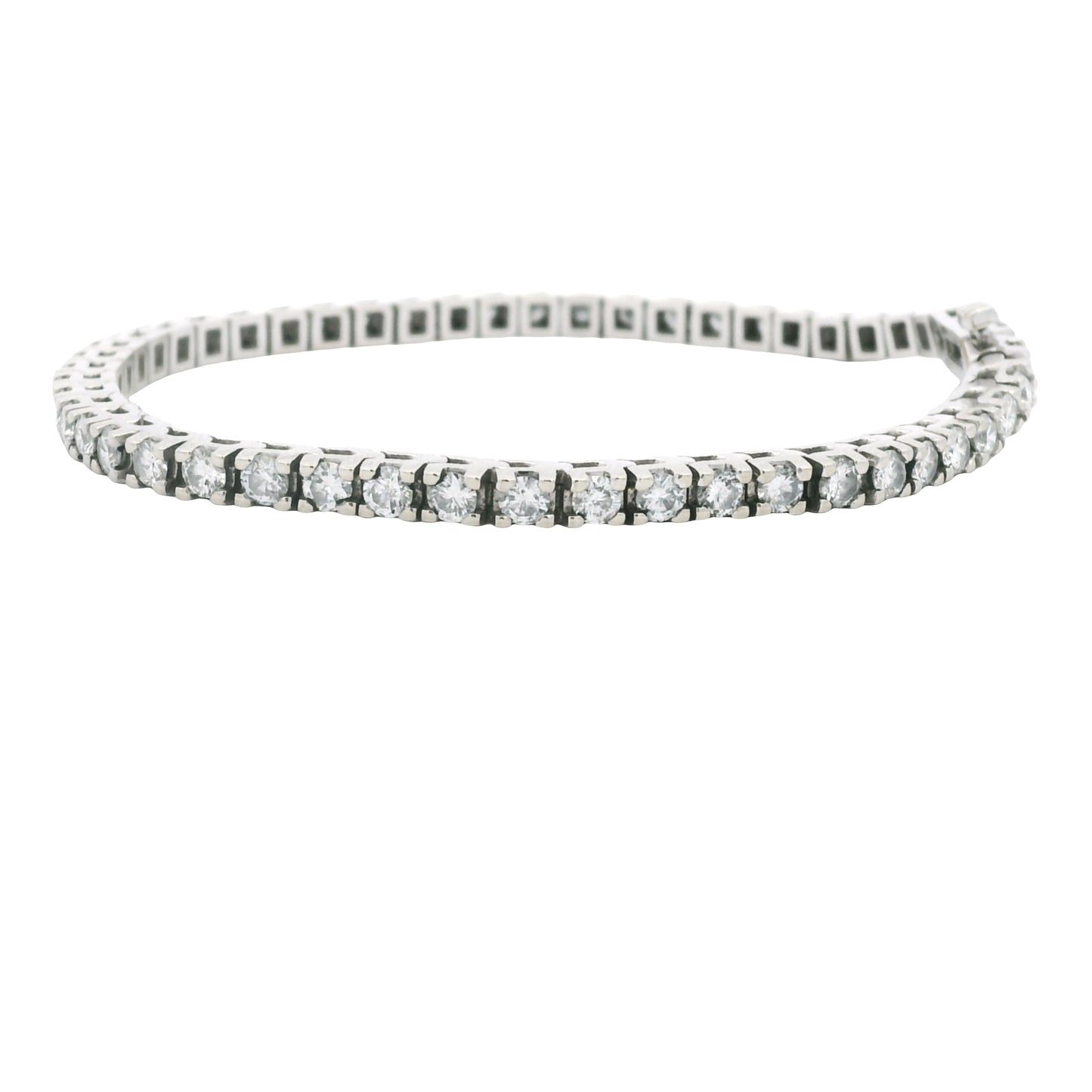 14K White Gold Natural Round Brilliant Cut Diamond Tennis Bracelet