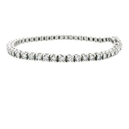 14K White Gold Natural Round Brilliant Cut Diamond Tennis Bracelet