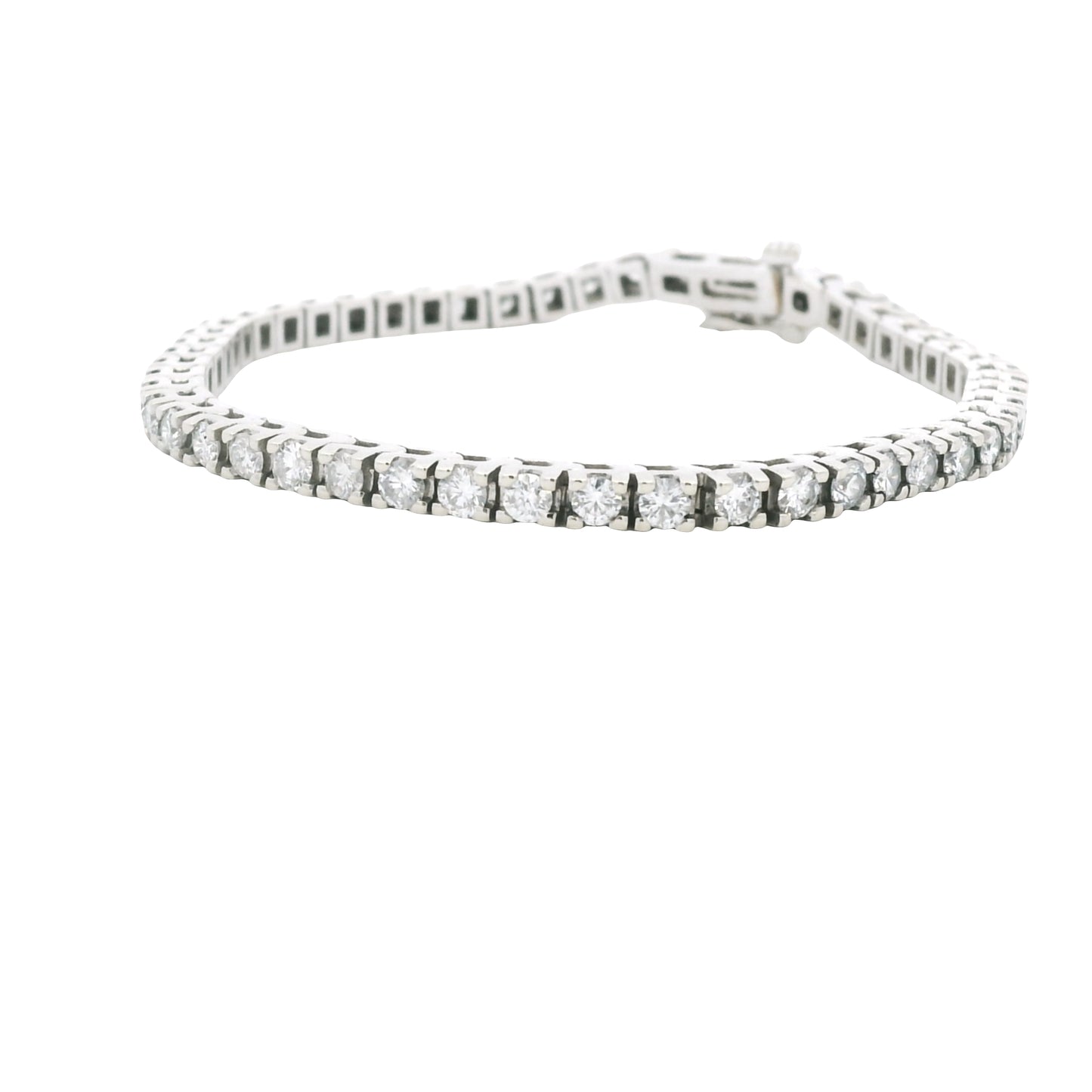 14K White Gold Natural Round Brilliant Cut Diamond Tennis Bracelet