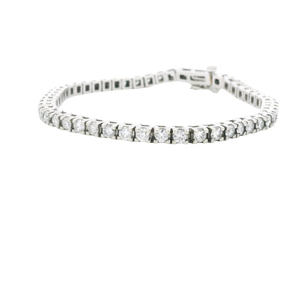 14K White Gold Natural Round Brilliant Cut Diamond Tennis Bracelet
