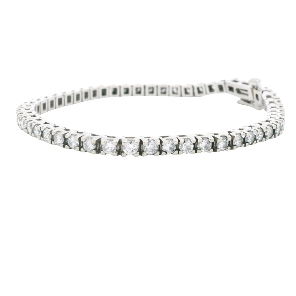14K White Gold Natural Round Brilliant Cut Diamond Tennis Bracelet