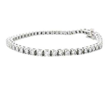 14K White Gold Natural Round Brilliant Cut Diamond Tennis Bracelet