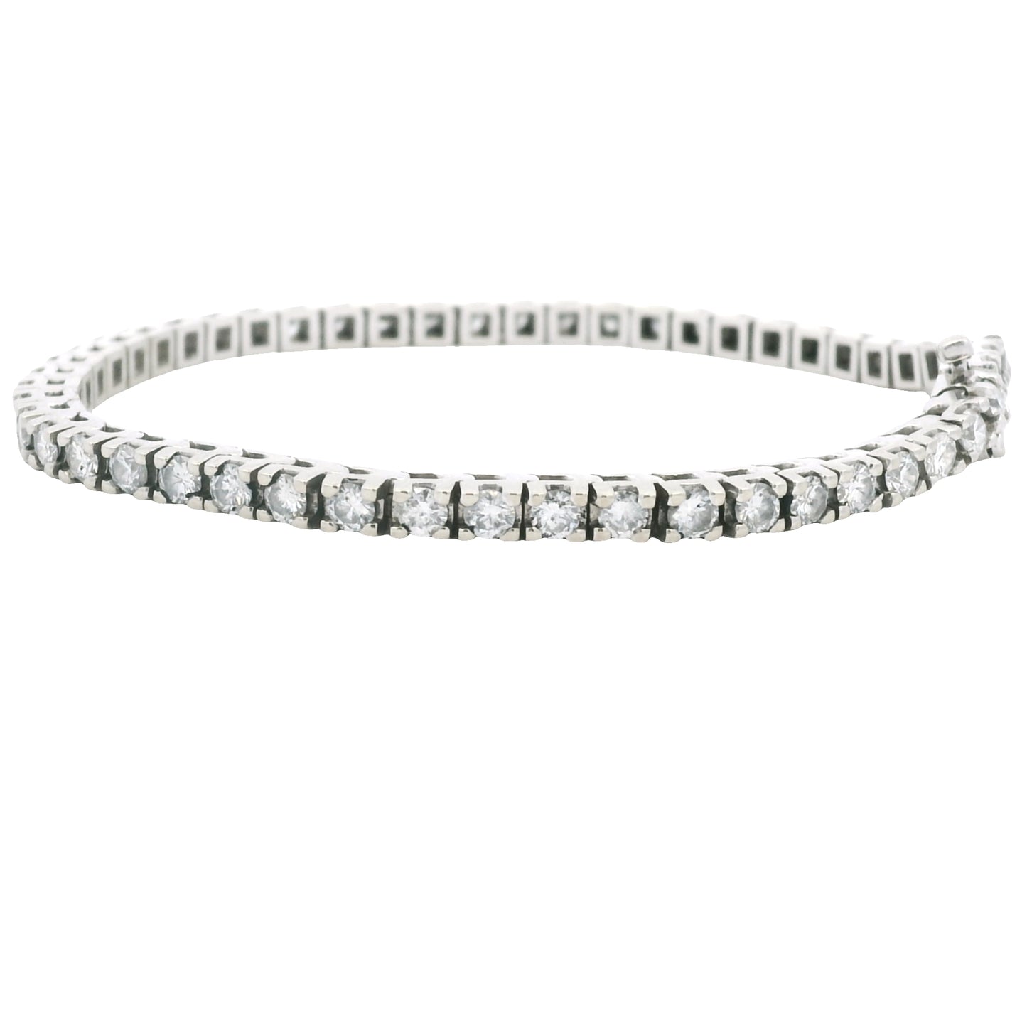 14K White Gold Natural Round Brilliant Cut Diamond Tennis Bracelet