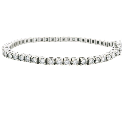 14K White Gold Natural Round Brilliant Cut Diamond Tennis Bracelet