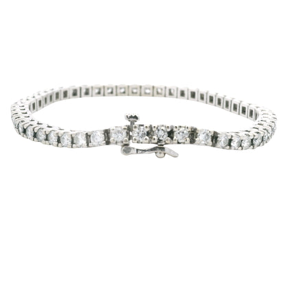14K White Gold Natural Round Brilliant Cut Diamond Tennis Bracelet