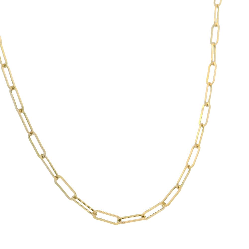 114K Yellow Gold Paperclip Edgy Necklace