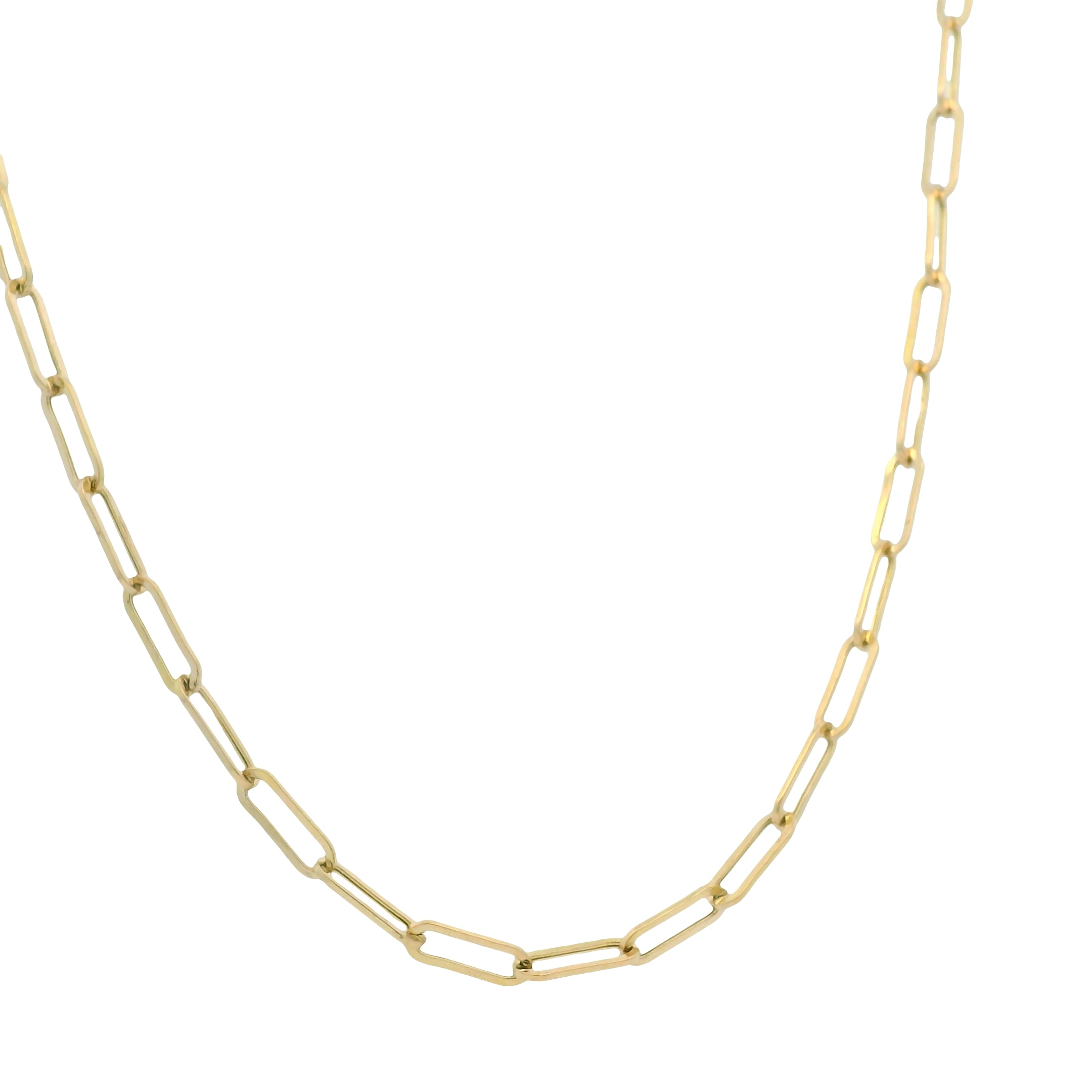 114K Yellow Gold Paperclip Edgy Necklace