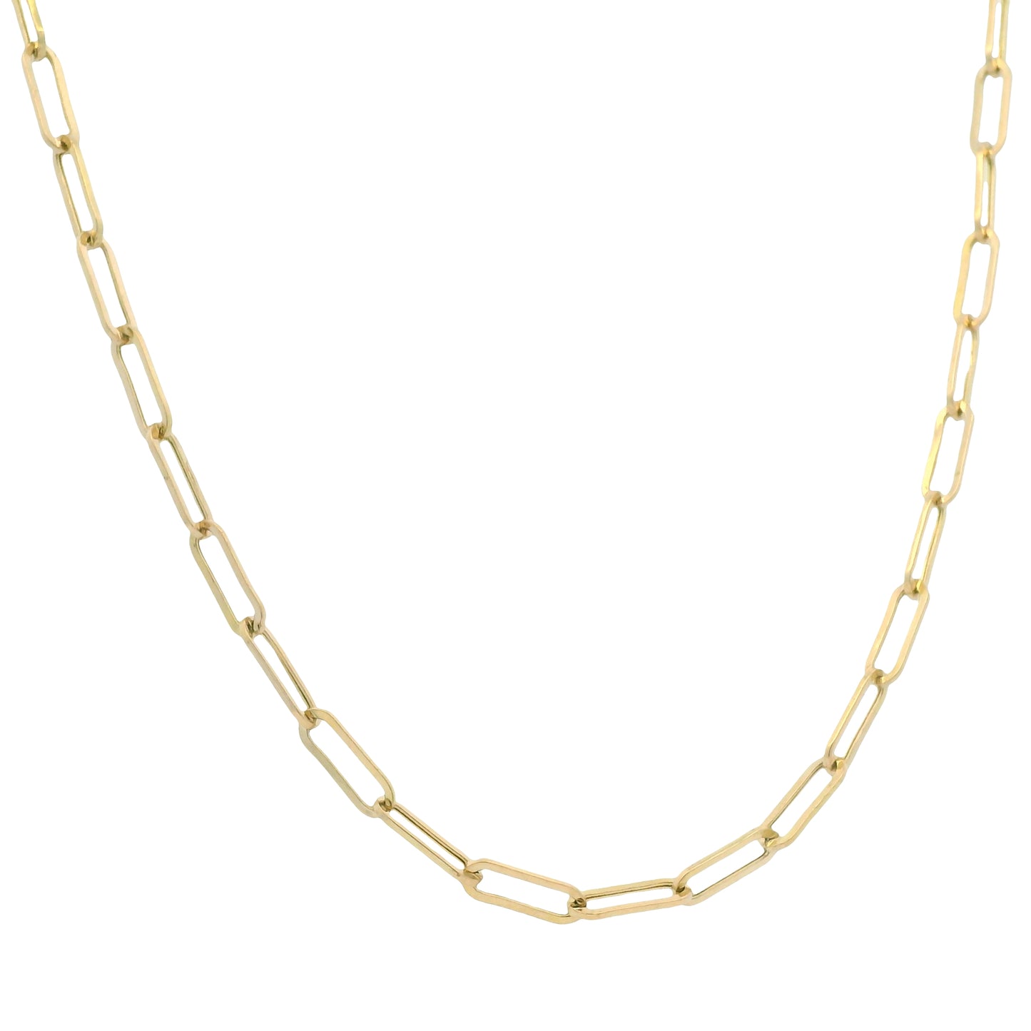 114K Yellow Gold Paperclip Edgy Necklace