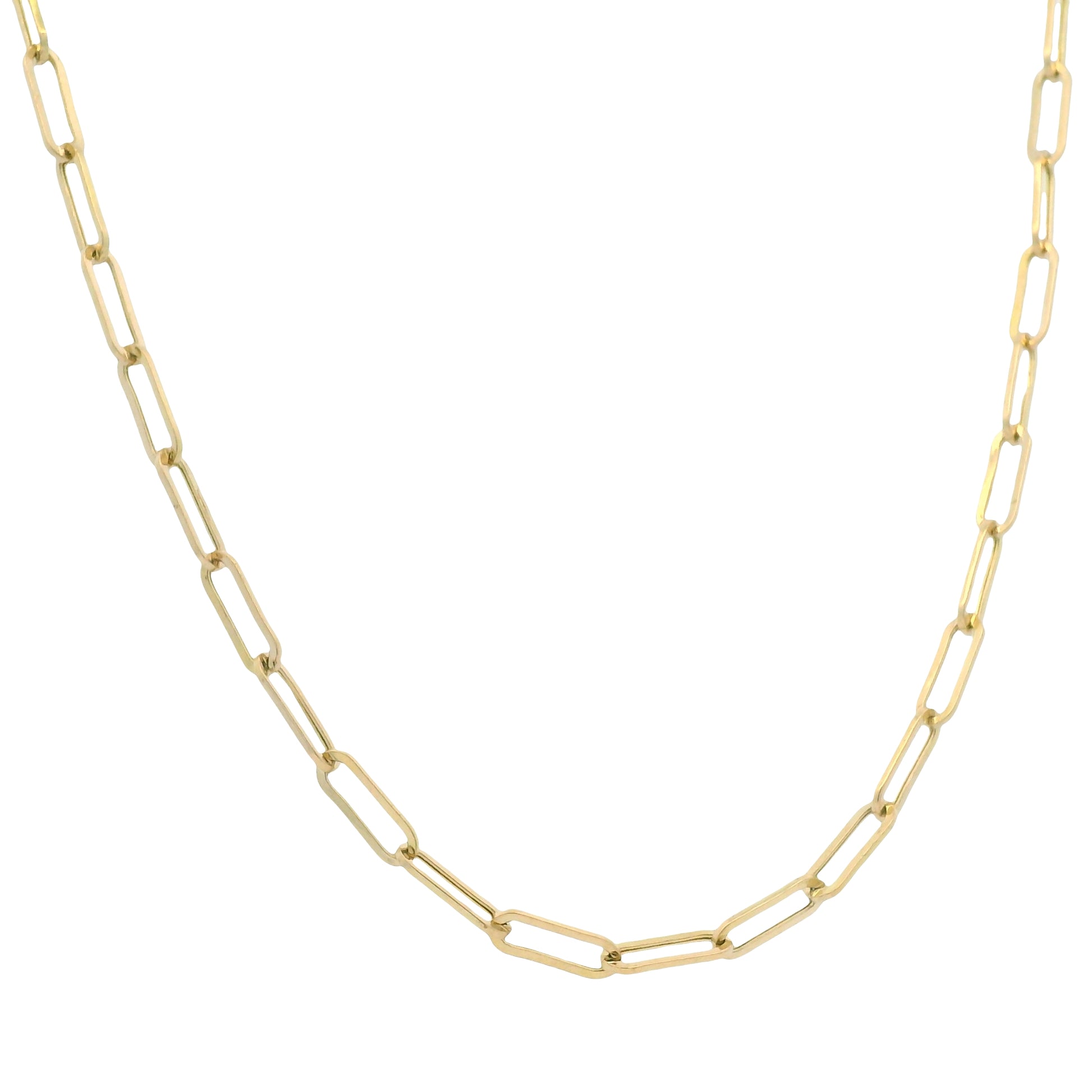 114K Yellow Gold Paperclip Edgy Necklace