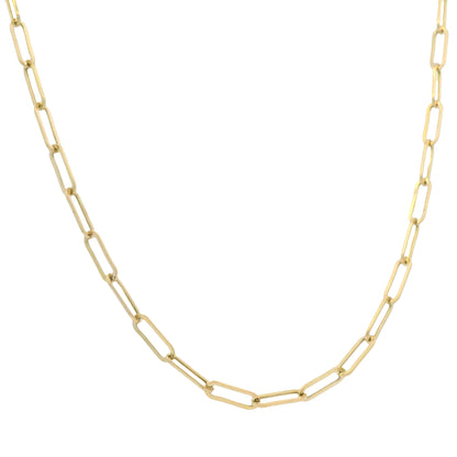 114K Yellow Gold Paperclip Edgy Necklace