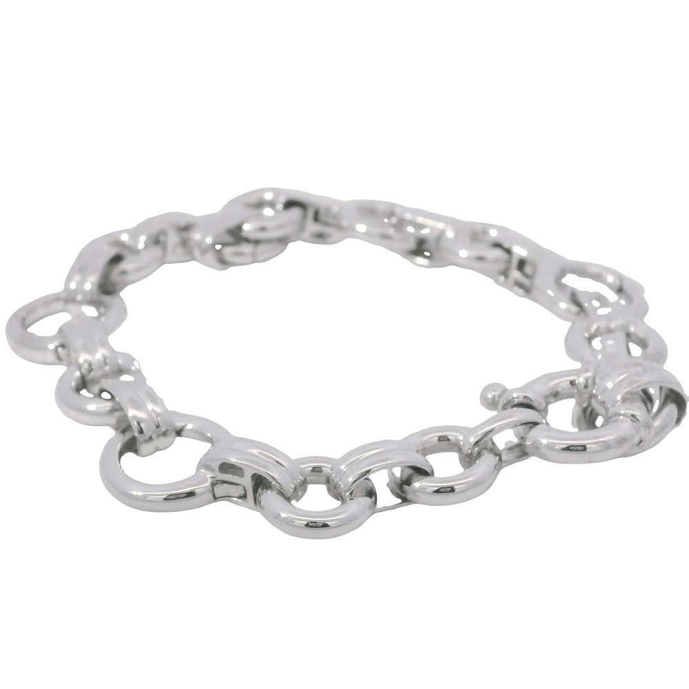 Aaron Basha 18K White Gold Double Bar Open Link Charm Bracelet