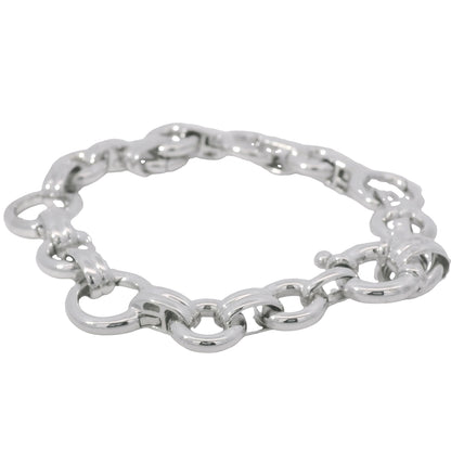 Aaron Basha 18K White Gold Double Bar Open Link Charm Bracelet