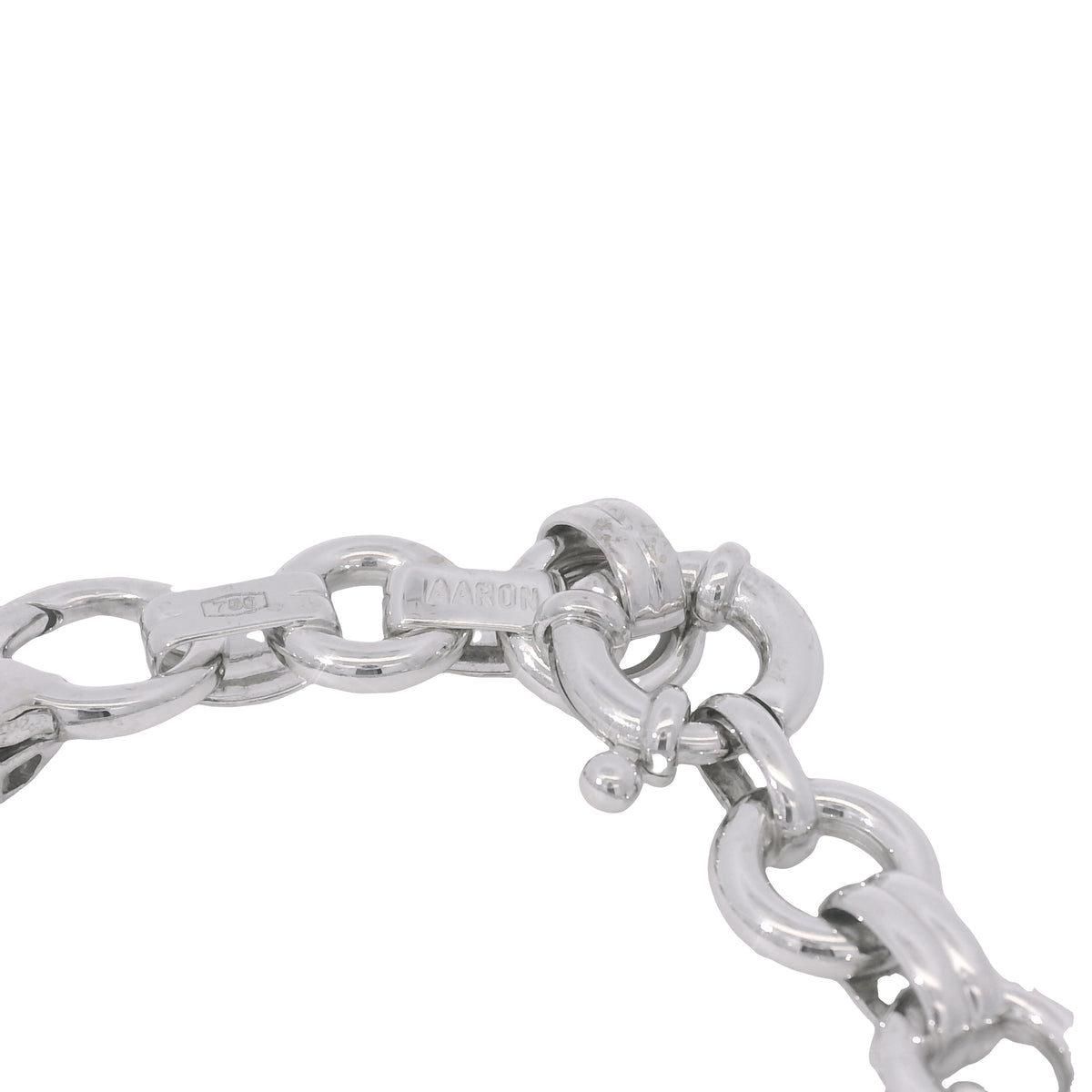 Aaron Basha 18K White Gold Double Bar Open Link Charm Bracelet