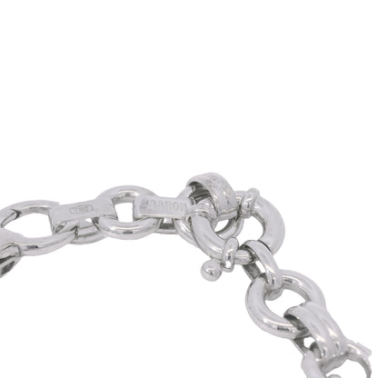 Aaron Basha 18K White Gold Double Bar Open Link Charm Bracelet
