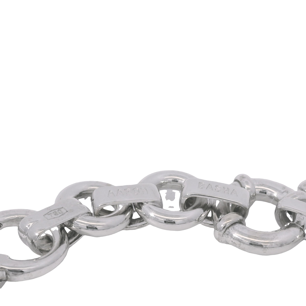 Aaron Basha 18K White Gold Double Bar Open Link Charm Bracelet