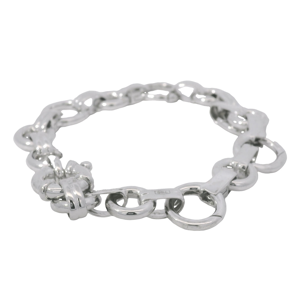 Aaron Basha 18K White Gold Double Bar Open Link Charm Bracelet