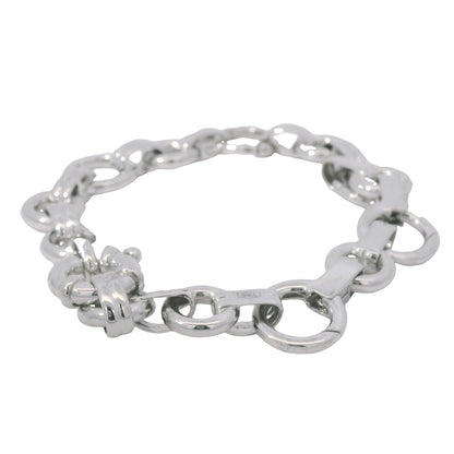 Aaron Basha 18K White Gold Double Bar Open Link Charm Bracelet