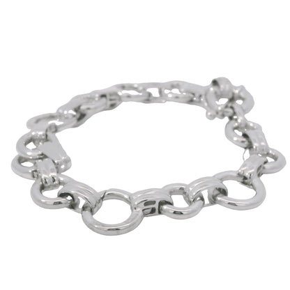 Aaron Basha 18K White Gold Double Bar Open Link Charm Bracelet